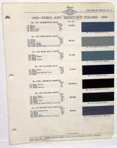 1942 Ford & Mercury Paint Chips Leaflet ACME