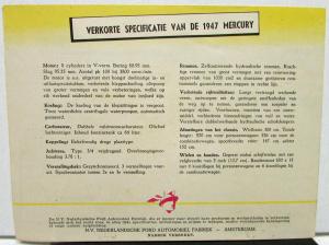 1947 Mercury Foreign Dealer Color Sales Brochure Dutch Text Original Rare