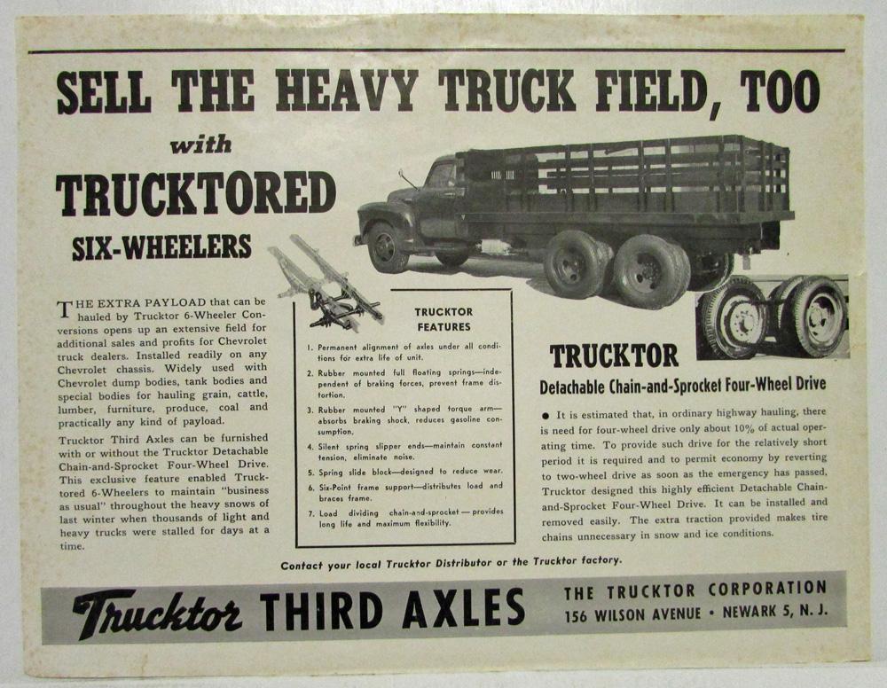 1950-1955 Chevrolet Truck Trucktor Third Axle Ad Sheet