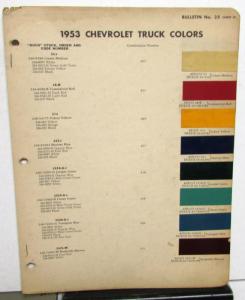 1953 Chevrolet Truck Color Paint Chips Leaflets DuPont Original