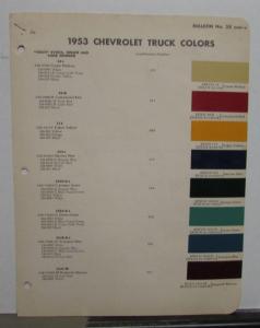 1953 Chevrolet Truck Color Paint Chips Leaflets DuPont Original