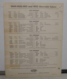 1953 Chevrolet Truck Color Paint Chips Leaflets DuPont Original