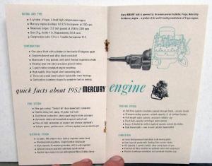 1952 Mercury Dealer Pocket Sales Brochure Quick Facts Features Original