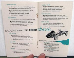1952 Mercury Dealer Pocket Sales Brochure Quick Facts Features Original