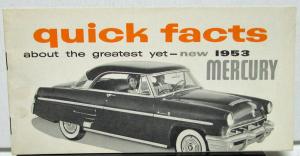 1953 Mercury Dealer Quick Facts Sales Brochure Features Original