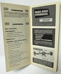 1963 Chevrolet Half-Ton Trucks Rear Axle Overhaul Booklet