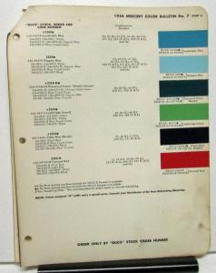 1956 Mercury Color Paint Chips Leaflet DuPont Original