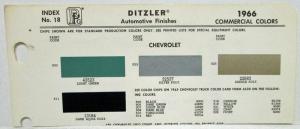 1966 Chevrolet Truck Color Paint Chips by Ditzler Pittsburgh Plate Glass Co