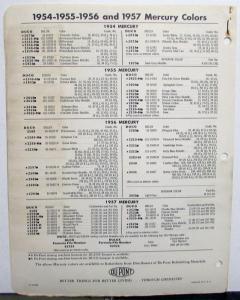 1958 Mercury Color Paint Chips DuPont Leaflets Original