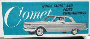 1960 Mercury Comet Dealer Sales Brochure Quick Facts & Price Comparisons