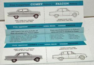1960 Mercury Comet Dealer Sales Brochure Quick Facts & Price Comparisons