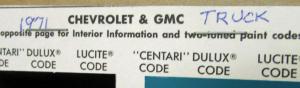 1971 Chevrolet Truck Color Paint Chips Centari Dulux Lucite