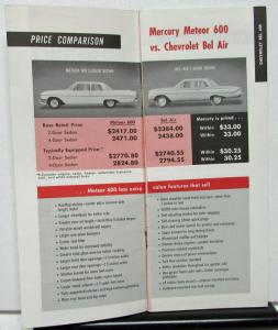1961 Mercury Meteor 600 800 Monterey Dealer Sales Brochure Features Prices
