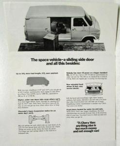 1971 Chevrolet Chevy Vans Got the Sliding Door Sales Trifold