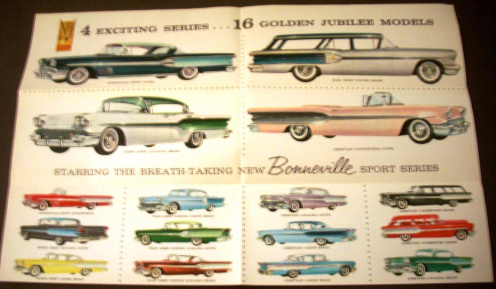 1958 Pontiac Dealer Brochure Golden Jubilee Models Bonneville Catalina Safari 58