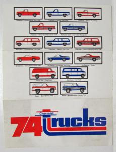 1974 Chevrolet Trucks Factory Paint Chips Tri-fold Sales Folder Original