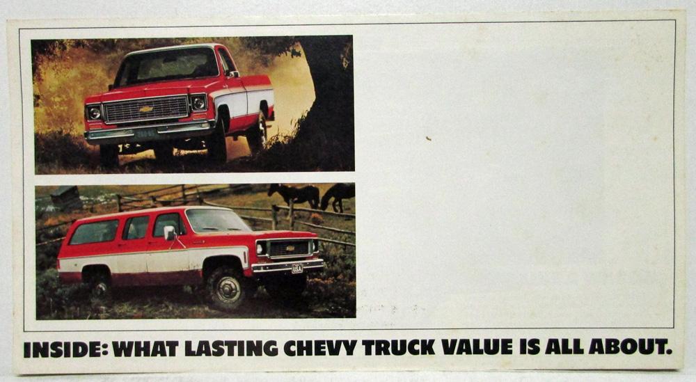 1974 Chevrolet What Lasting Chevy Truck Value is All About Sales Mailer Folder