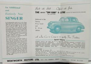 1949 1950 Singer Motors SM1500 Auto Original Autralian Sales Folder