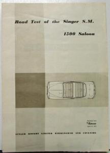 1953 Singer 1500 Saloon Car Road Test Reprint The AUTOCAR folder original