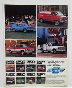 1977 Chevrolet Tough Chevy Trucks Full Line Sales Folder Blazer ElCamino Luv Van