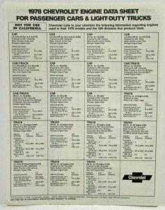 1978 Chevrolet Luv New Series 8 Sales Folder with Engine Data Sheet