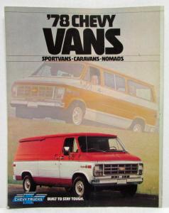 1978 Chevrolet Vans Sportvans Caravans Nomads Sales Brochure