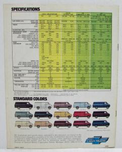 1978 Chevrolet Vans Sportvans Caravans Nomads Sales Brochure