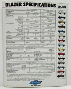 1978 Chevrolet Blazer Sales Brochure