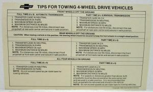 1978 Chevrolet Trucks 4-Wheel Drive Models Lubrication Guide
