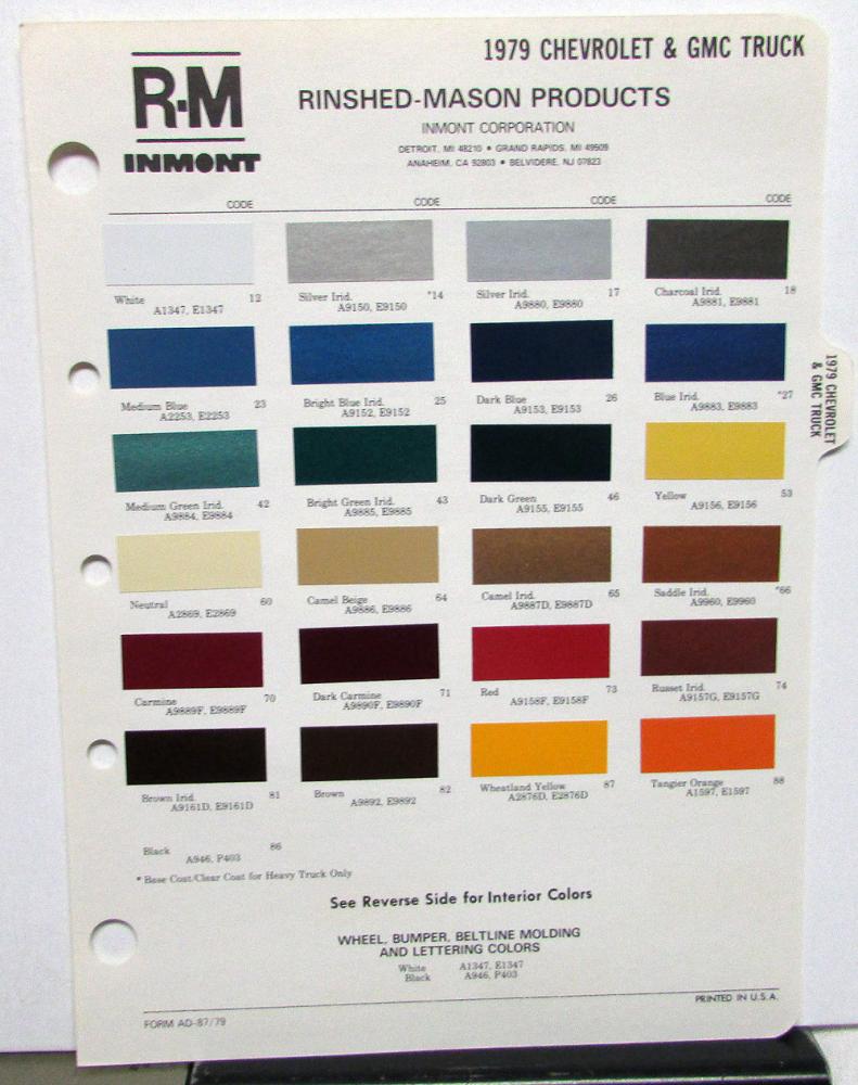 1979 Chevrolet and GMC Truck Paint Chips by Rinshed Mason
