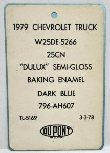 1979 Chevrolet Truck Dupont Master Chip Dulux Semi-Gloss Baking Enamel Dark Blue