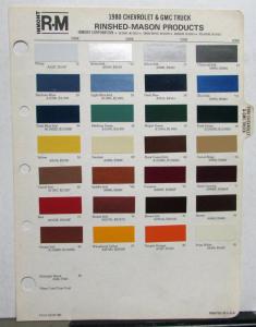 1980 Chevrolet and GMC Truck Color Paint Chips Leaflet