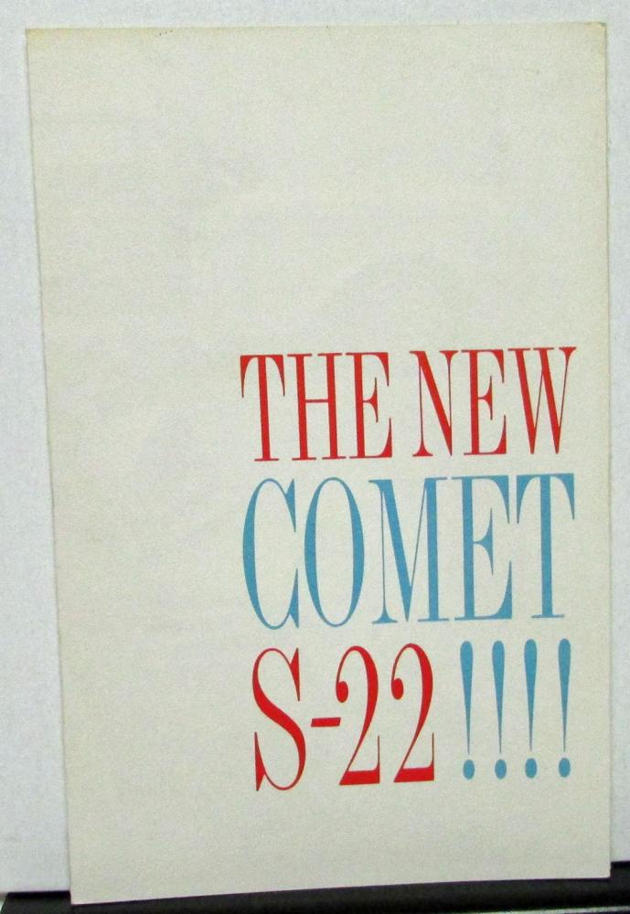 1961 Mercury Dealer Sales Brochure Folder Comet S 22 Original