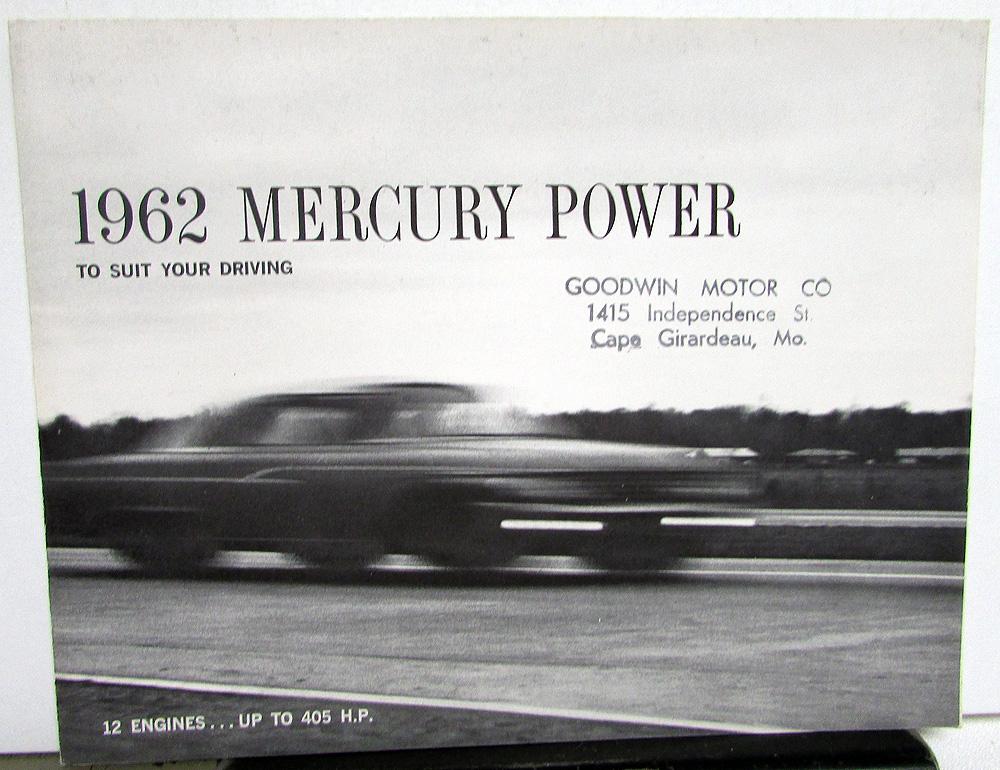 1962 Mercury Monterey Meteor Comet Power Team Options Sales Brochure