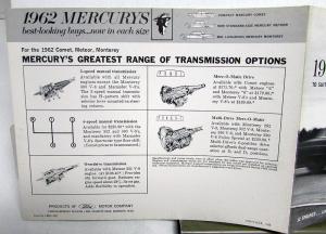 1962 Mercury Monterey Meteor Comet Power Team Options Sales Brochure