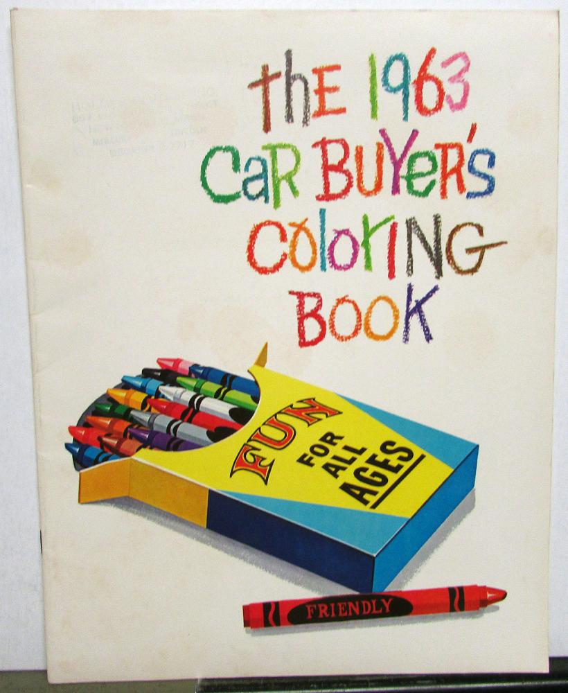 1963 Mercury Dealer Sales Promotional Car Buyers Coloring Book Original