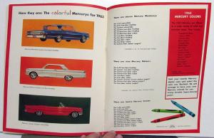 1963 Mercury Dealer Sales Promotional Car Buyers Coloring Book Original