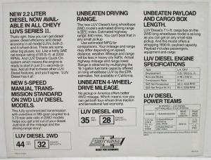 1981 Chevrolet LUV Diesel Has It All Spec Sheet