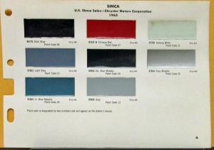 1965 SIMCA Chrysler Paint Chips Original