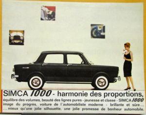 1959 to 1961 ? SIMCA 1000 FRENCH Text Sales Folder Original