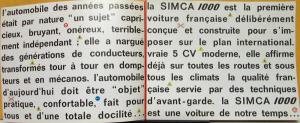 1959 to 1961 ? SIMCA 1000 FRENCH Text Sales Folder Original