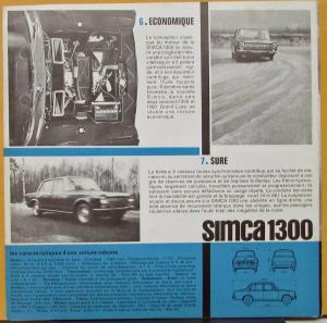 1962 to 1968 ? SIMCA 1300 FRENCH Text Sales Folder Original