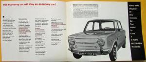 1965 1966 SIMCA 1000 Sedan Chrysler Import Sales Folder Original