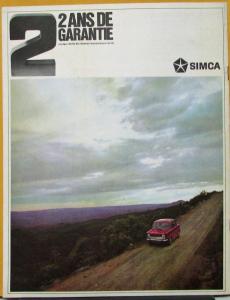 1962 to 1968 ? SIMCA 1000 Color Sales Brochure FRENCH Original