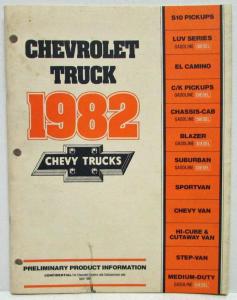 1982 Chevrolet Truck Preliminary Product Info for Dealers Salesman CONFIDENTIAL