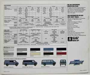 1983 Chevrolet Chevy Vans Sportvan Sales Brochure