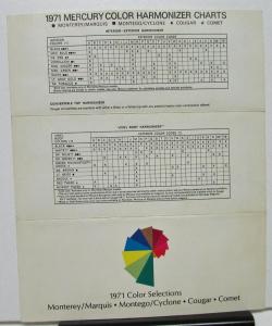 1971 Mercury Color Selections Marquis Monterey Montego Cyclone Cougar Comet