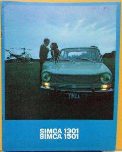 1968 SIMCA 1301 1501 Models Sales Brochure FRENCH Text Market Original