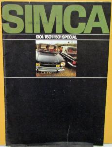1970 SIMCA 1301 1501 Special Color Sales Brochure FRENCH Text Original