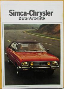 1972 1973 1974 Simca Chrysler 2 Liter Color Sales Brochure Original GERMAN Text